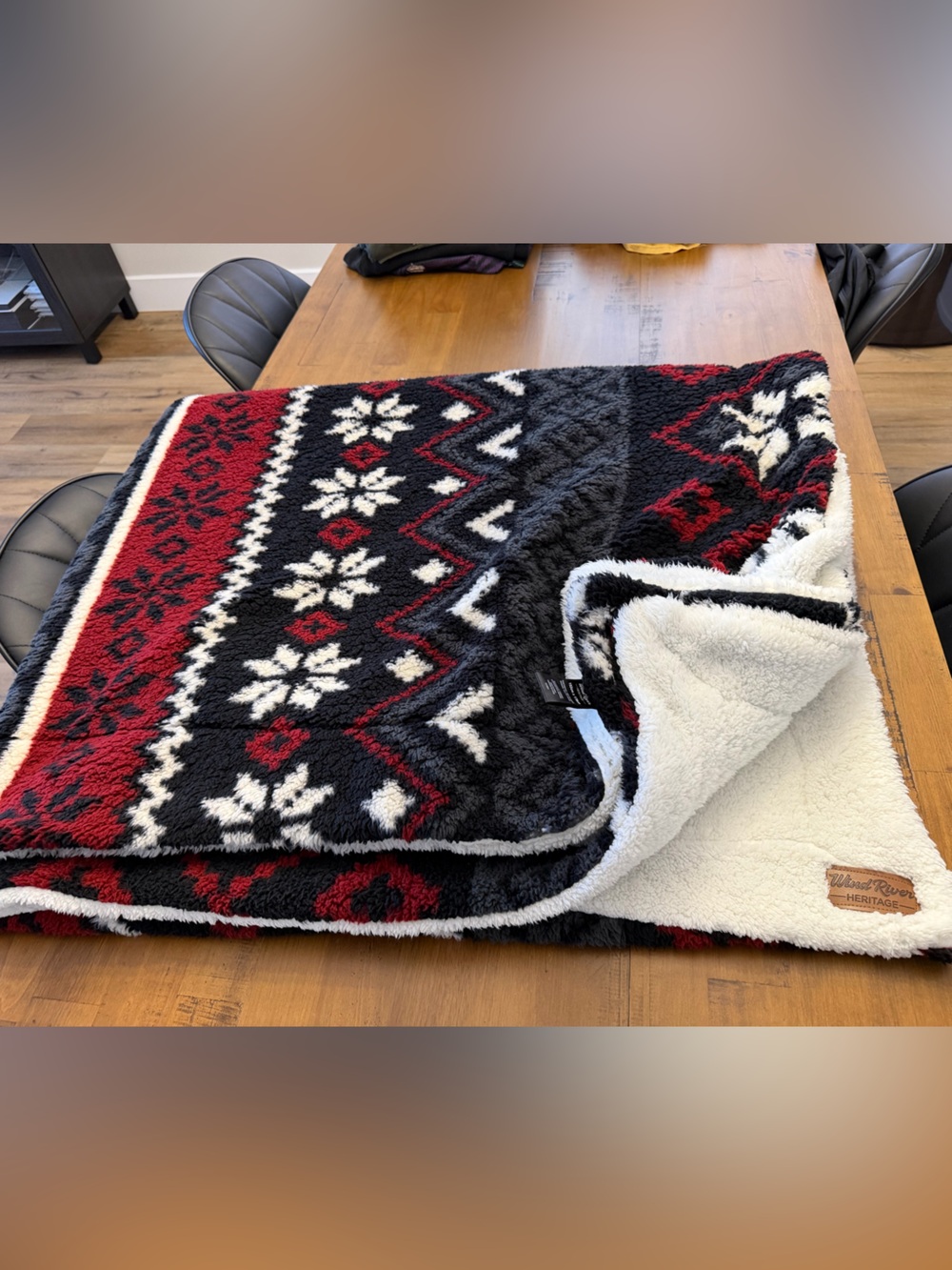 Festive Sherpa Throw Blanket - Red, Black & White